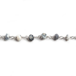 4mm Dendritic Opal faceted rondelle Silver Chain by the foot 34 pieces (ONLINE ORDER ONLY)