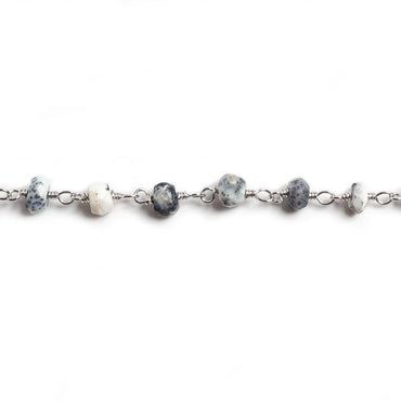 4mm Dendritic Opal faceted rondelle Silver Chain by the foot 34 pieces (ONLINE ORDER ONLY)