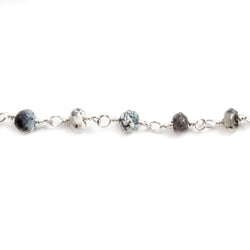 4mm Dendritic Opal faceted rondelle Silver plated Chain by the foot 32 beads (ONLINE ORDER ONLY)
