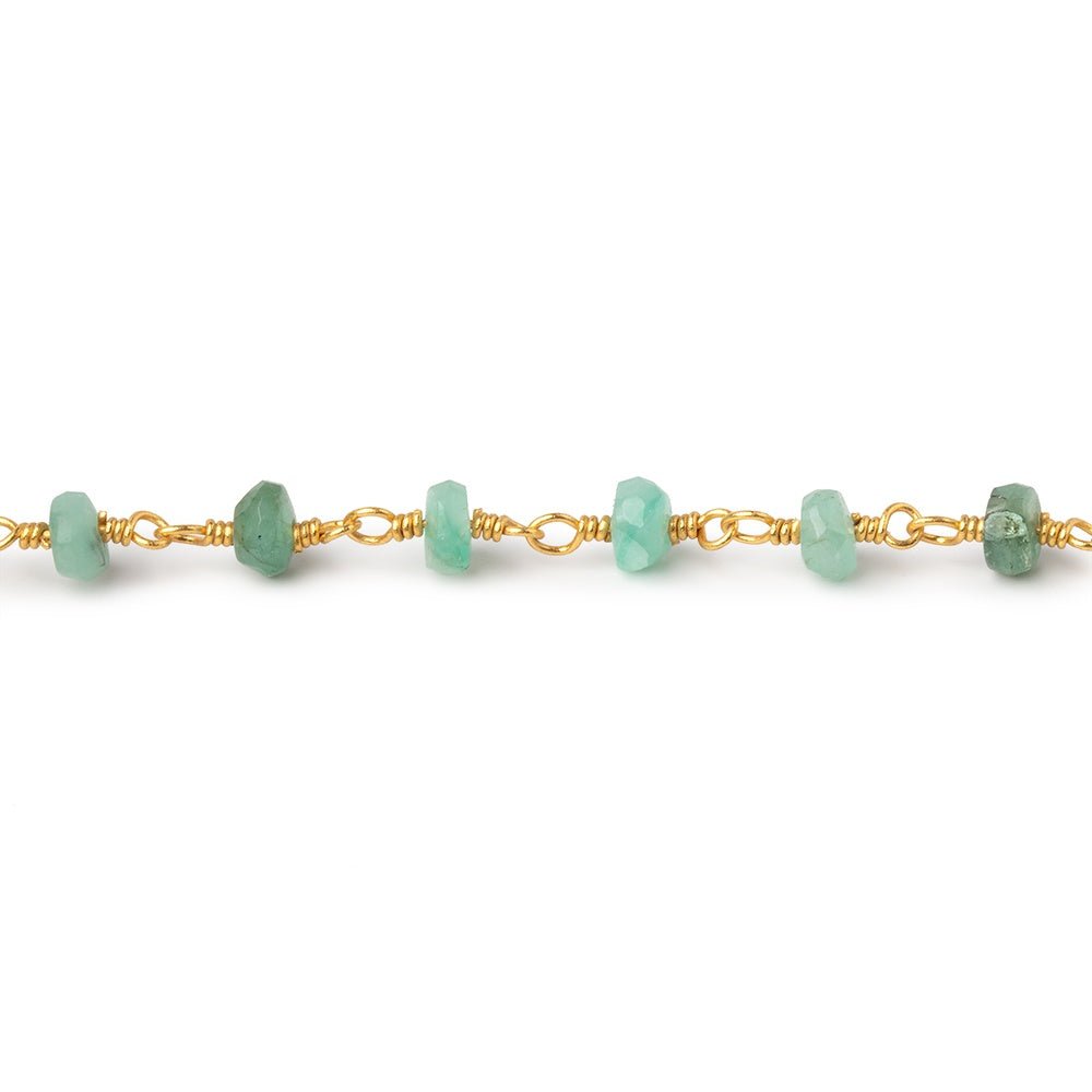 4mm Emerald Faceted Rondelle Beads on Vermeil Chain (ONLINE ORDER ONLY)