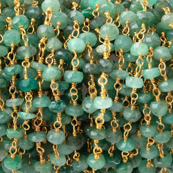 4mm Emerald Faceted Rondelle Beads on Vermeil Chain (ONLINE ORDER ONLY)