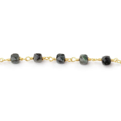 4mm Emerald Micro Faceted Cubes on Gold Plated Chain (ONLINE ORDER ONLY)