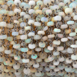 4mm Ethiopian Opal Faceted Rondelles on Black Gold over .925 Chain (ONLINE ORDER ONLY)