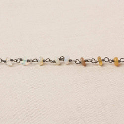 4mm Ethiopian Opal plain rondelle Black Gold over .925 Silver Chain (ONLINE ORDER ONLY)