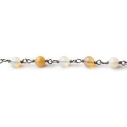 4mm Ethiopian Opal plain rounds Black Gold .925 Chain  31 beads (ONLINE ORDER ONLY)