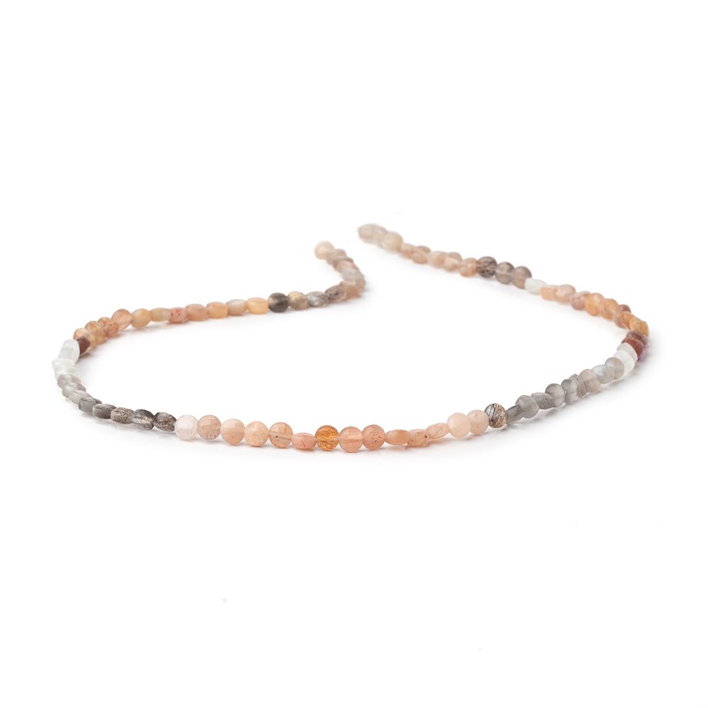 4mm Sunstone and Moonstone Faceted Coins 12.5 inch 84 Beads (ONLINE ORDER ONLY)
