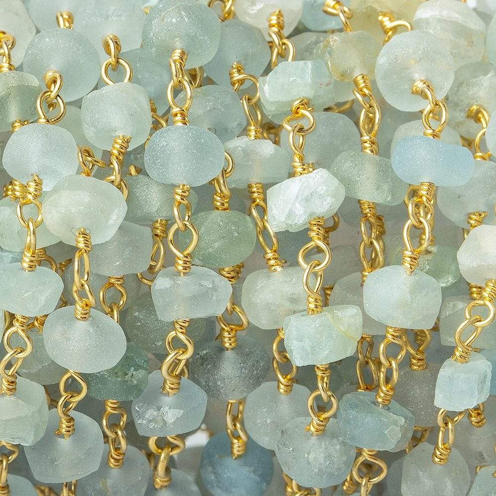 4mm Frosted Multi Beryl plain rondelle Gold plated Chain by the foot 37 pcs (ONLINE ORDER ONLY)