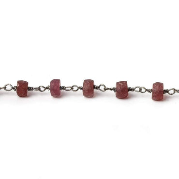 4mm Frosted Rhodolite Garnet plain rondelle Black Gold plated Chain by the foot (ONLINE ORDER ONLY)