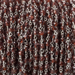 4mm Garnet faceted rondelle Silver plated Chain by the foot 39 beads (ONLINE ORDER ONLY)