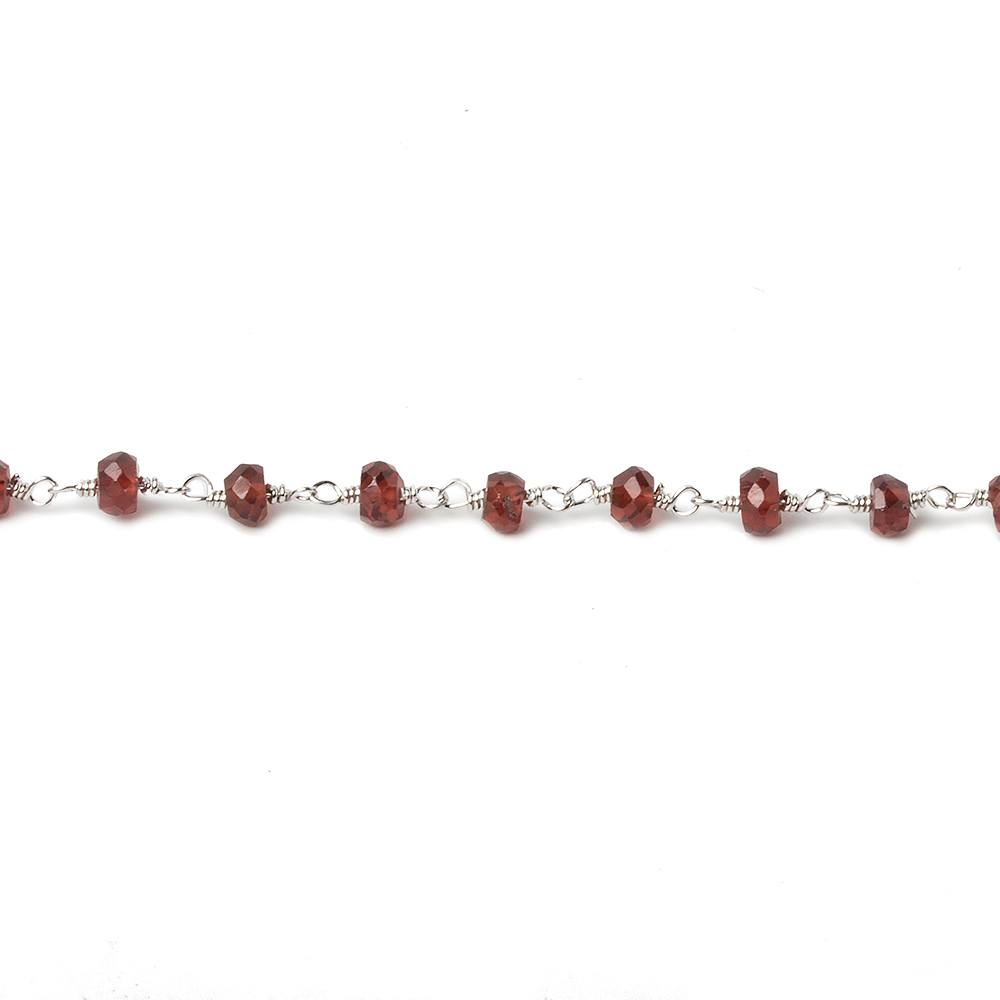4mm Garnet faceted rondelle Silver plated Chain by the foot 39 beads (ONLINE ORDER ONLY)