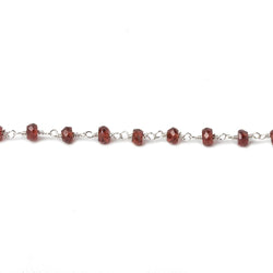 4mm Garnet faceted rondelle Silver plated Chain by the foot 39 beads (ONLINE ORDER ONLY)