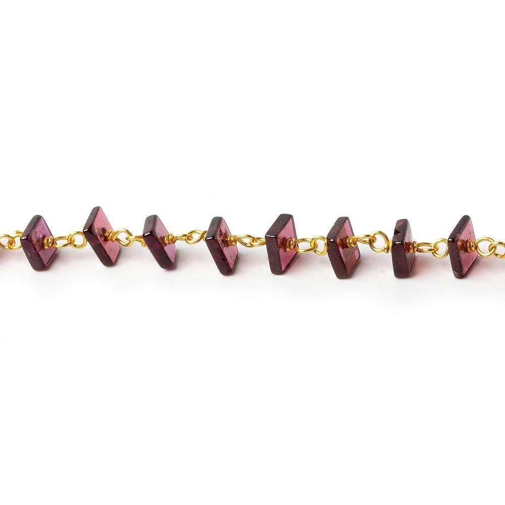 4mm Garnet Plain Square Heishi on Vermeil Chain by the foot (ONLINE ORDER ONLY)
