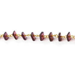 4mm Garnet Plain Square Heishi on Vermeil Chain by the foot (ONLINE ORDER ONLY)