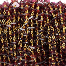 4mm Garnet Plain Square Heishi on Vermeil Chain by the foot (ONLINE ORDER ONLY)