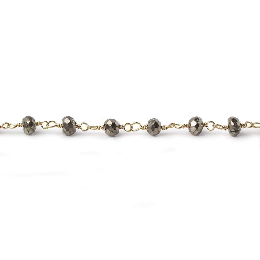 4mm Gold plated Pyrite & Pyrite Gold Chain by the foot 35 pieces (ONLINE ORDER ONLY)