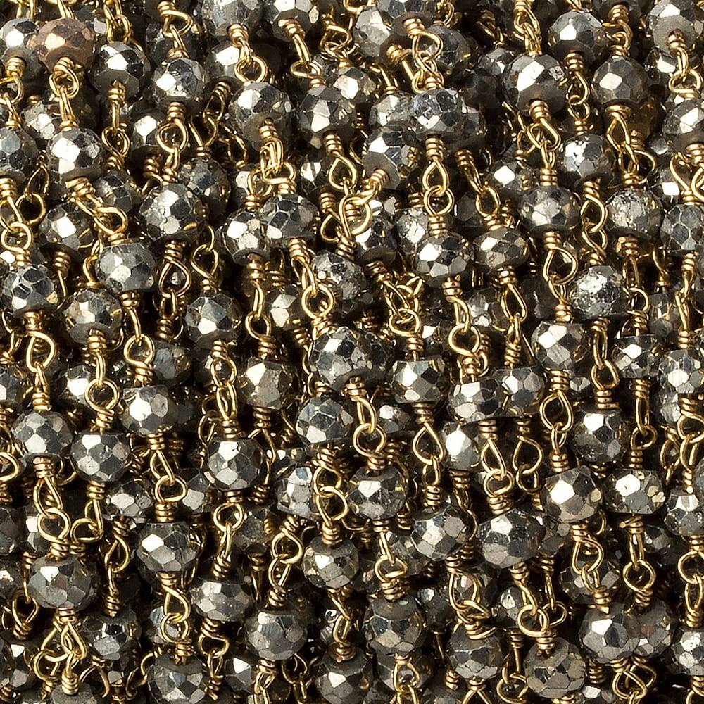 4mm Gold plated Pyrite & Pyrite Gold Chain by the foot 35 pieces (ONLINE ORDER ONLY)