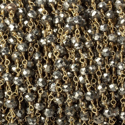 4mm Gold plated Pyrite & Pyrite Gold Chain by the foot 35 pieces (ONLINE ORDER ONLY)