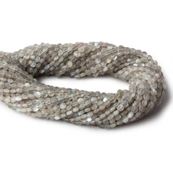 4mm Grey Moonstone checkerboard calibrated faceted coins 12.5 inch 85 beads AAA (ONLINE ORDER ONLY)
