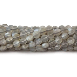 4mm Grey Moonstone checkerboard calibrated faceted coins 12.5 inch 85 beads AAA (ONLINE ORDER ONLY)