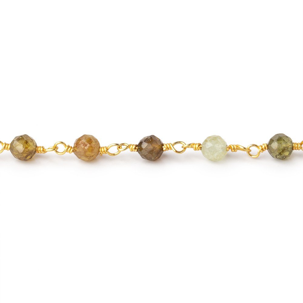 4mm Grossular Garnet Micro Faceted Rounds on Gold Plated Chain (ONLINE ORDER ONLY)