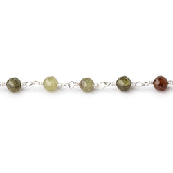 4mm Grossular Garnet Micro Faceted Rounds on Silver Plated Chain (ONLINE ORDER ONLY)