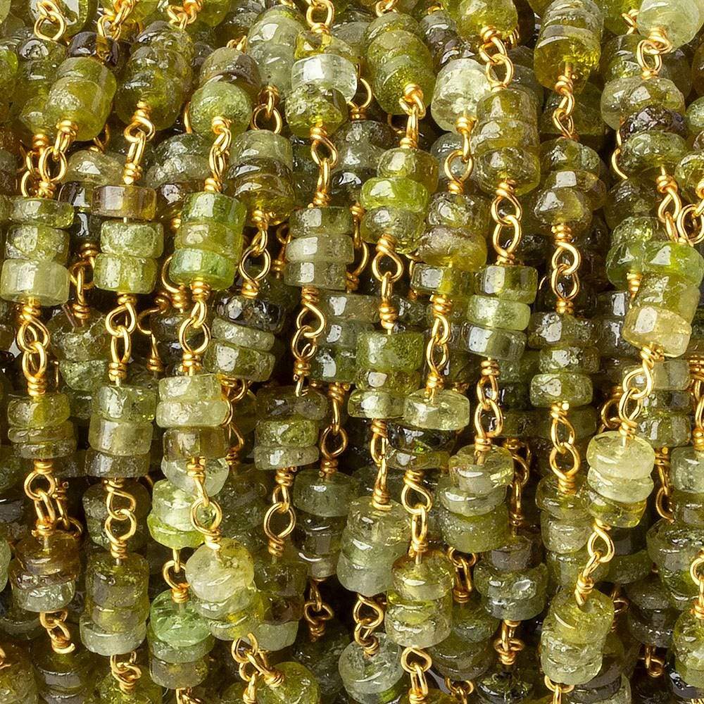 4mm Grossular Garnet plain heishi Vermeil Chain by the foot (ONLINE ORDER ONLY)