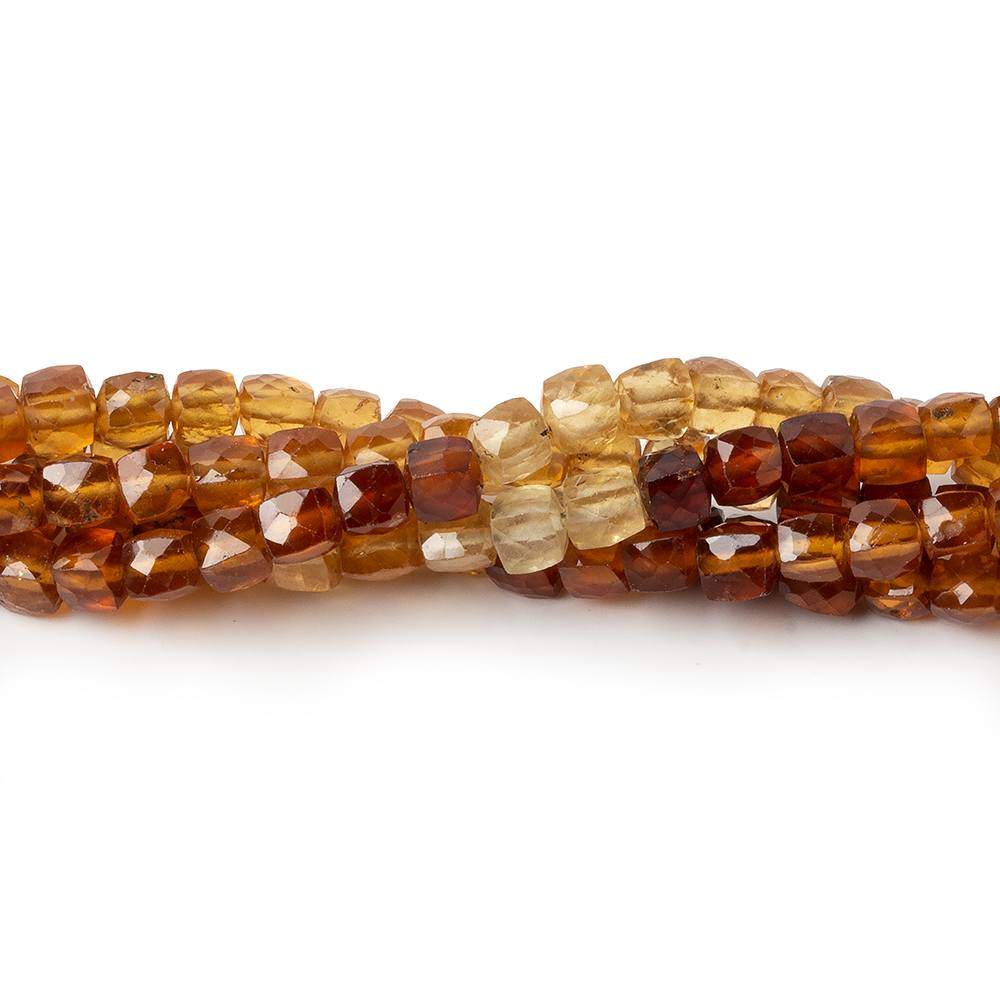 4mm Hessonite Garnet Faceted Cube Beads 8 inch 48 pieces (ONLINE ORDER ONLY)