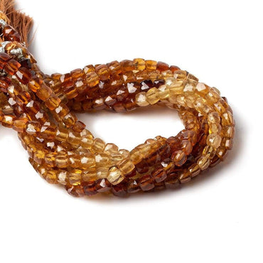4mm Hessonite Garnet Faceted Cube Beads 8 inch 48 pieces (ONLINE ORDER ONLY)