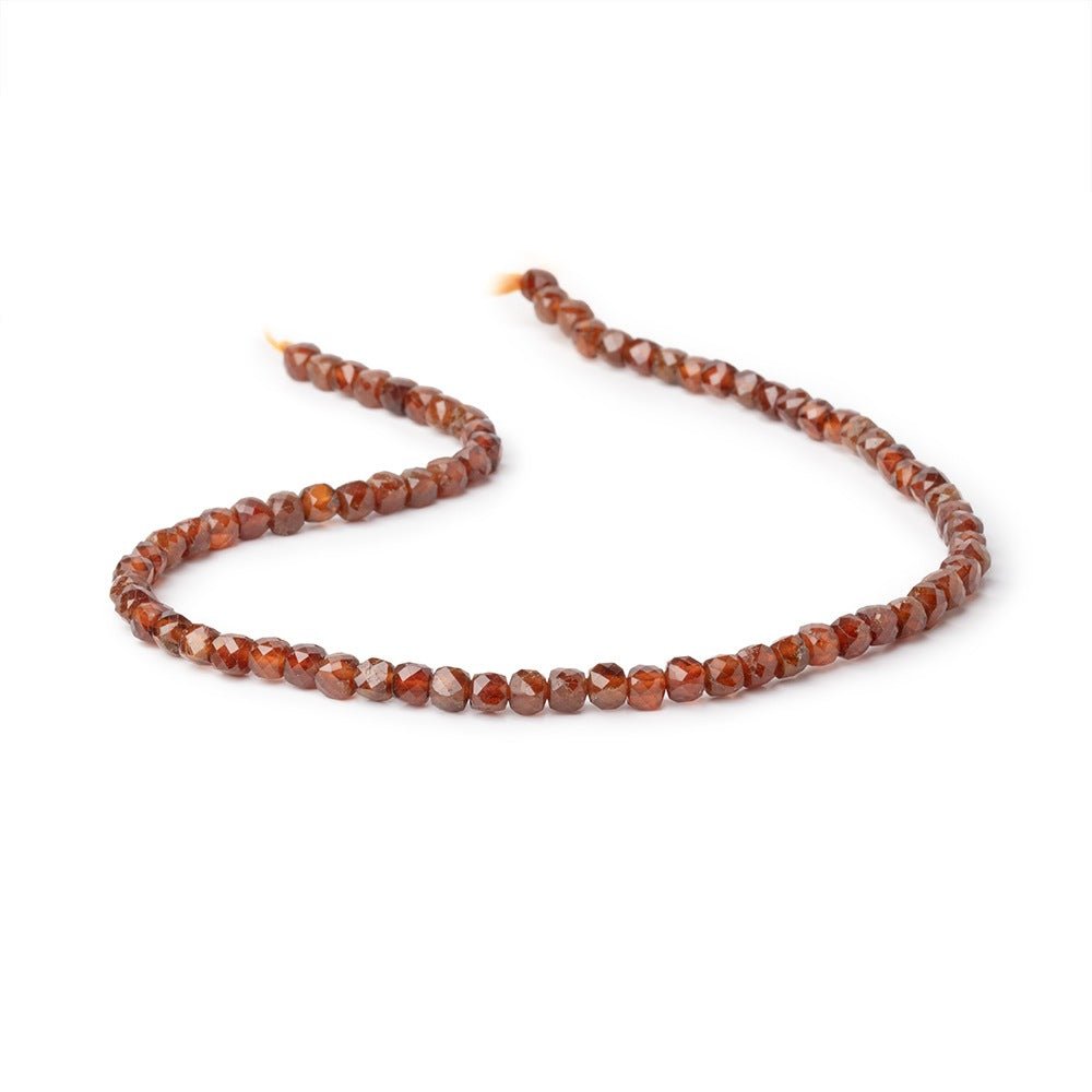 4mm Hessonite Garnet Micro Faceted Cube Beads 12 inch 75 pieces (ONLINE ORDER ONLY)
