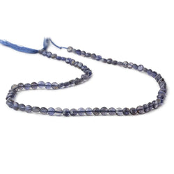 4mm Iolite checkerboard calibrated faceted coins 12.5 inch 85 beads AAA (ONLINE ORDER ONLY)