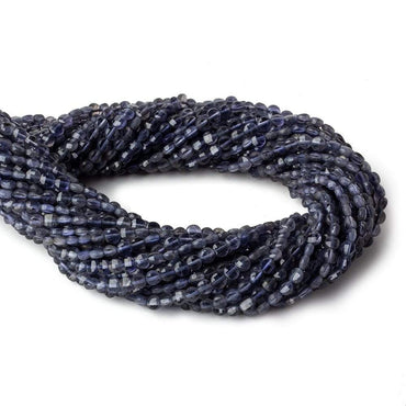 4mm Iolite checkerboard calibrated faceted coins 12.5 inch 85 beads AAA (ONLINE ORDER ONLY)