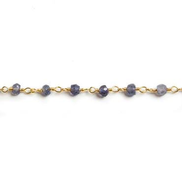 4mm Iolite faceted rondelle Gold Chain by the foot 34 pieces (ONLINE ORDER ONLY)