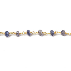 4mm Iolite faceted rondelle Gold plated Chain by the foot 39 pieces (ONLINE ORDER ONLY)
