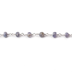 4mm Iolite faceted rondelle Silver plated Chain by the foot (ONLINE ORDER ONLY)