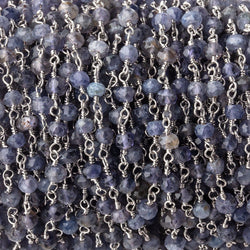 4mm Iolite faceted rondelle Silver plated Chain by the foot (ONLINE ORDER ONLY)