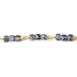 4mm Iolite micro faceted cube Vermeil Chain by the foot (ONLINE ORDER ONLY)