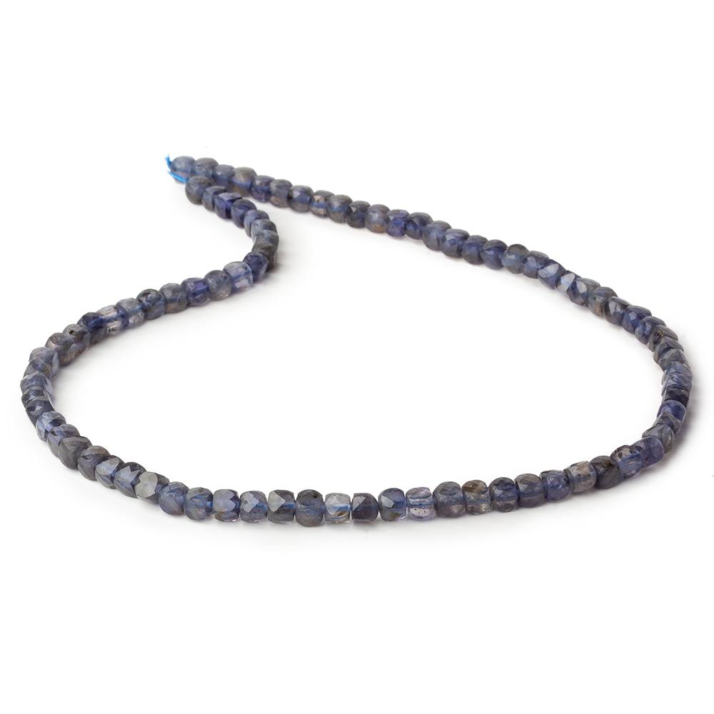 4mm Iolite micro faceted cubes 12 inch 80 beads (ONLINE ORDER ONLY)
