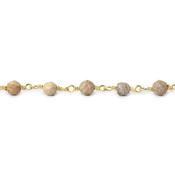 4mm Jasper faceted rounds Gold plated Wire Wrapped Chain (ONLINE ORDER ONLY)