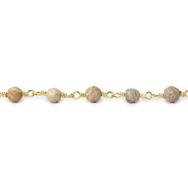 4mm Jasper faceted rounds Gold plated Wire Wrapped Chain (ONLINE ORDER ONLY)