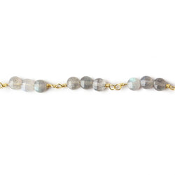 4mm Labradorite faceted coin Trio Gold Plated Chain by the foot 54 beads per length (ONLINE ORDER ONLY)