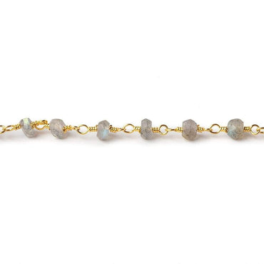 4mm Labradorite faceted rondelle Gold Plated Chain 36 pieces (ONLINE ORDER ONLY)