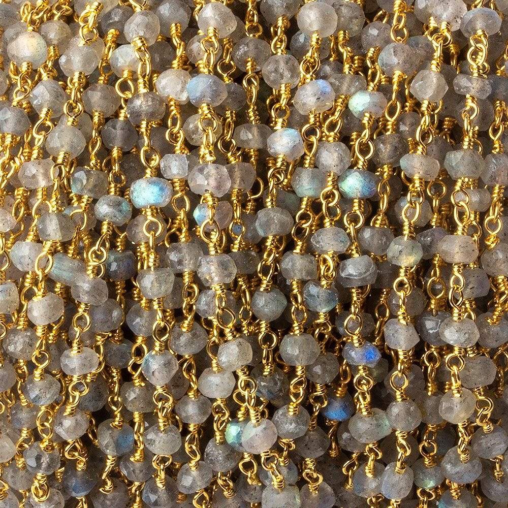 4mm Labradorite faceted rondelle Gold Plated Chain 36 pieces (ONLINE ORDER ONLY)