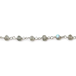 4mm Labradorite faceted rondelle Silver .925 Chain by the foot AA grade (ONLINE ORDER ONLY)