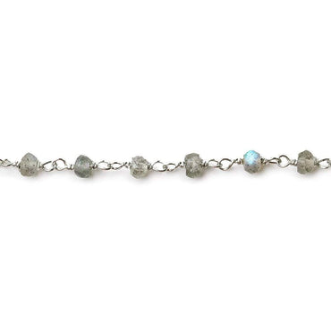 4mm Labradorite faceted rondelle Silver .925 Chain by the foot AA grade (ONLINE ORDER ONLY)