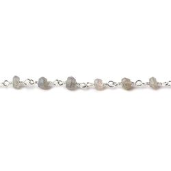 4mm Labradorite faceted rondelle Silver Chain by the foot 34 pieces (ONLINE ORDER ONLY)