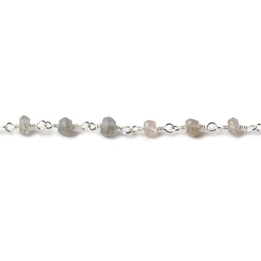 4mm Labradorite faceted rondelle Silver Chain by the foot 34 pieces (ONLINE ORDER ONLY)