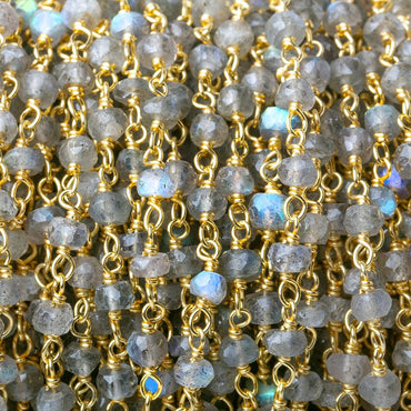 3.5-4mm Labradorite faceted rondelle beads on Vermeil Chain (ONLINE ORDER ONLY)