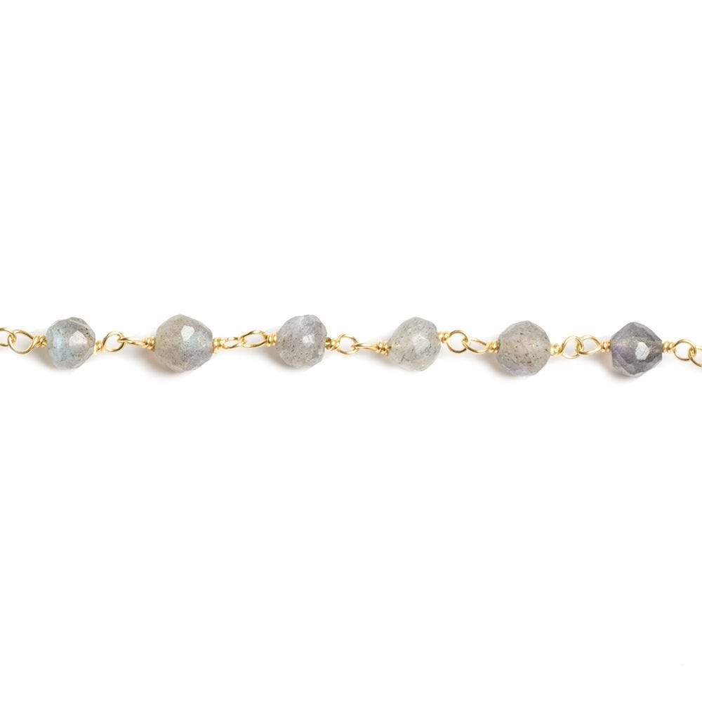 4mm Labradorite faceted round Vermeil Chain by the foot 35 beads (ONLINE ORDER ONLY)