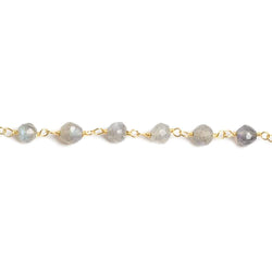 4mm Labradorite faceted round Vermeil Chain by the foot 35 beads (ONLINE ORDER ONLY)