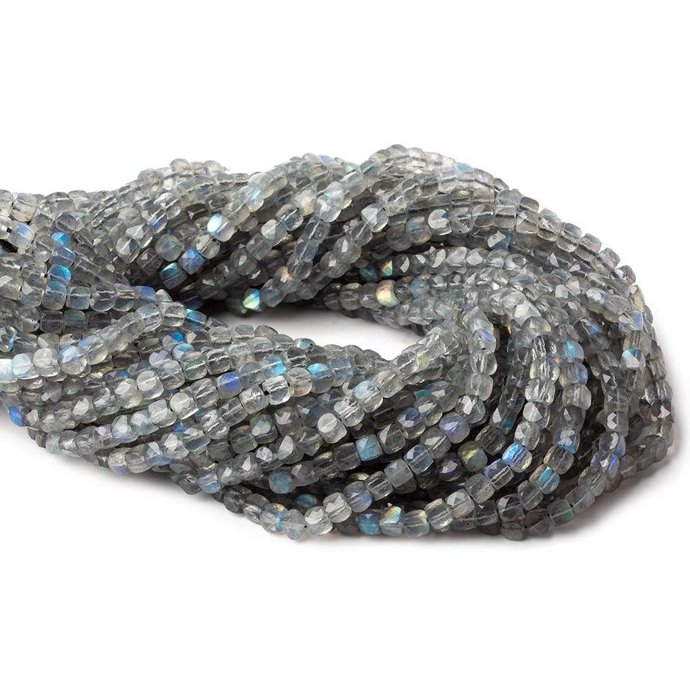 4mm Labradorite micro faceted cubes 12 inch 80 beads (ONLINE ORDER ONLY)